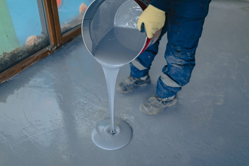 Applying gray epoxy